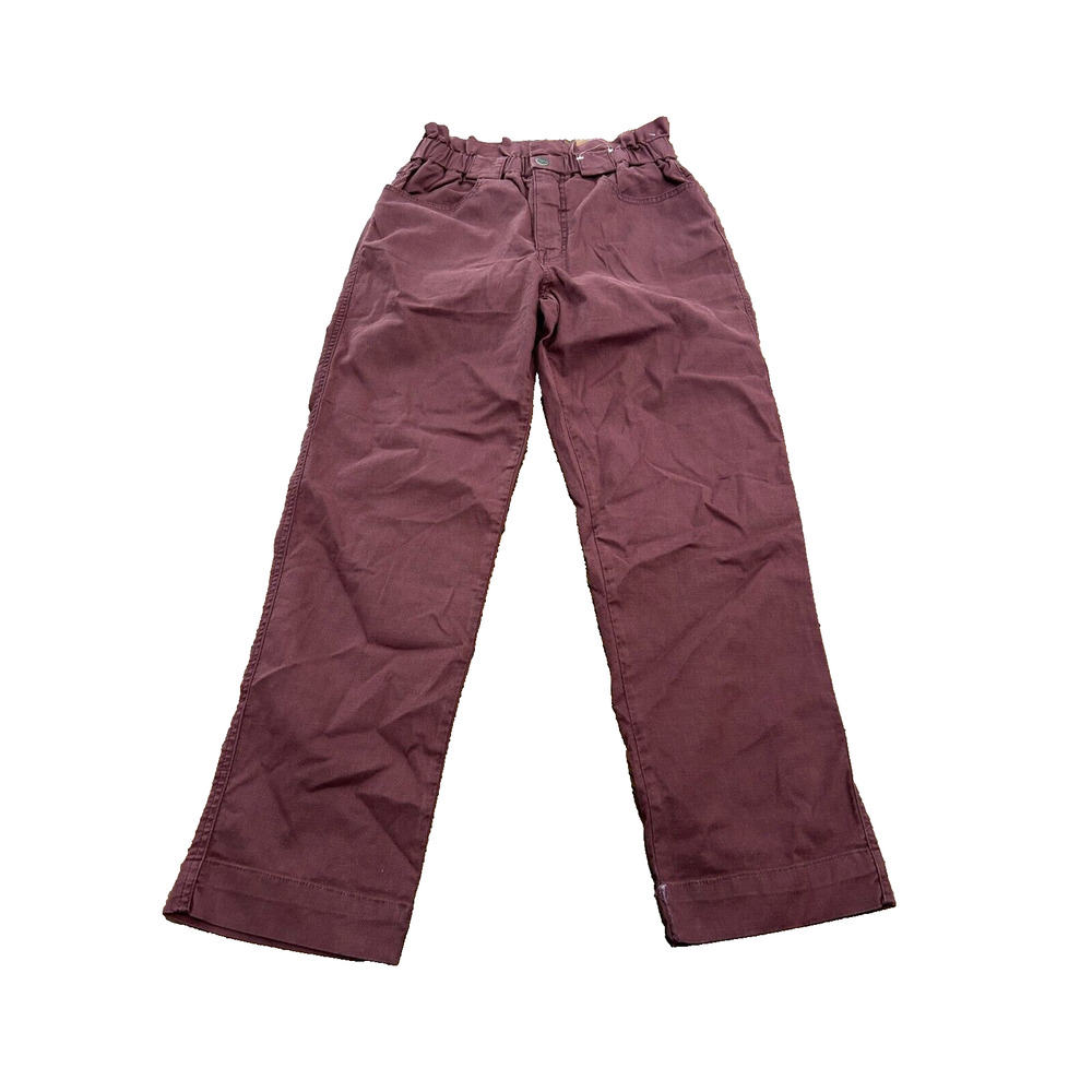 Pistola Womens Paperbag Plum Elastic Ruffle Waist Straight Leg Pants Size S NWOT